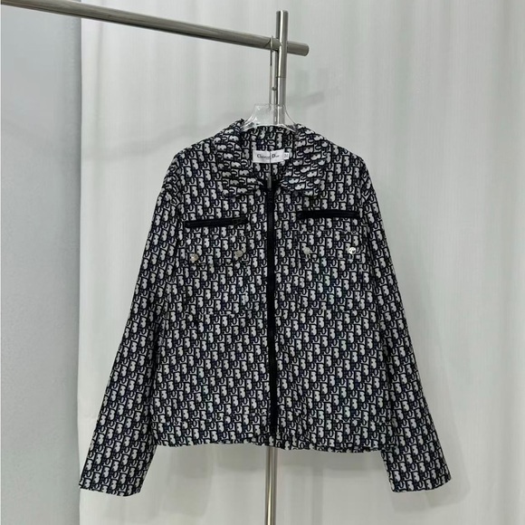 Dior Black and White Patterned Trench Coat - Picture 1 of 9